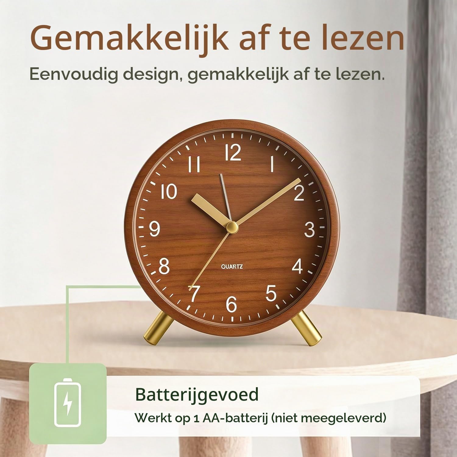 Detalle de Azxb Azxb-alarm clock analoge wekker met stille werking en nachtlampje