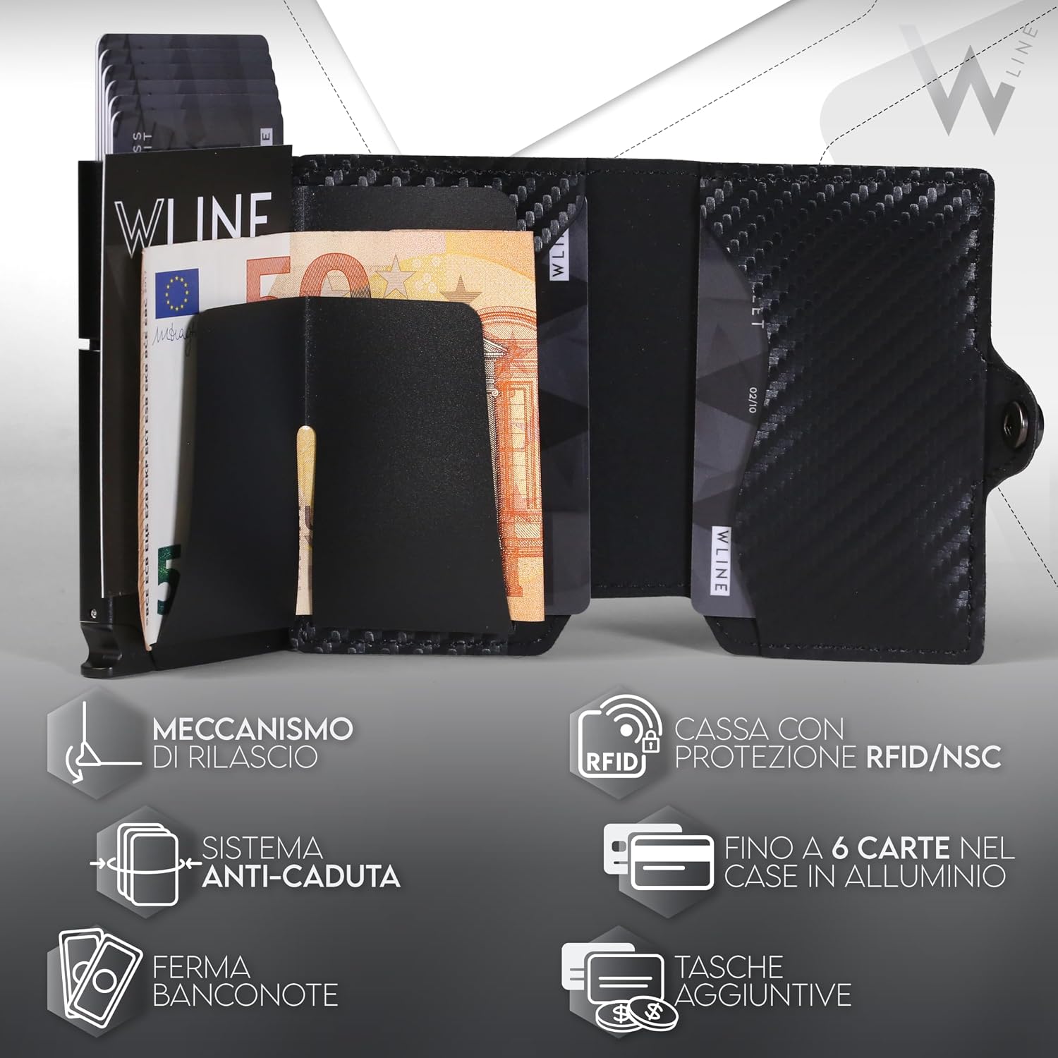 Thumbnail 4 de WLine Portafoglio Uomo Slim RFID Portamonete
