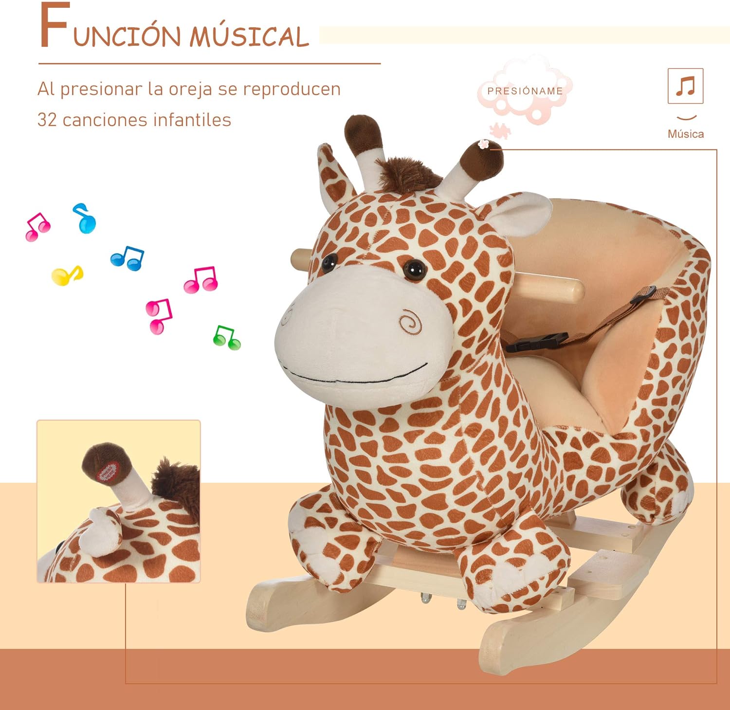 Thumbnail 3 de HOMCOM Caballito balancín jirafa 32 canciones 60x33x50 cm