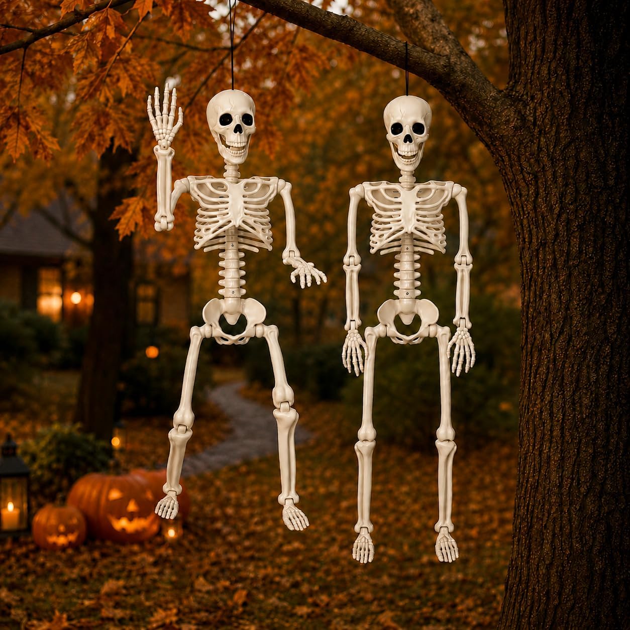 Detalle 2 de LX002 2-Pack 36-Inch Posable Plastic Halloween Skeletons, Warm Bone Color