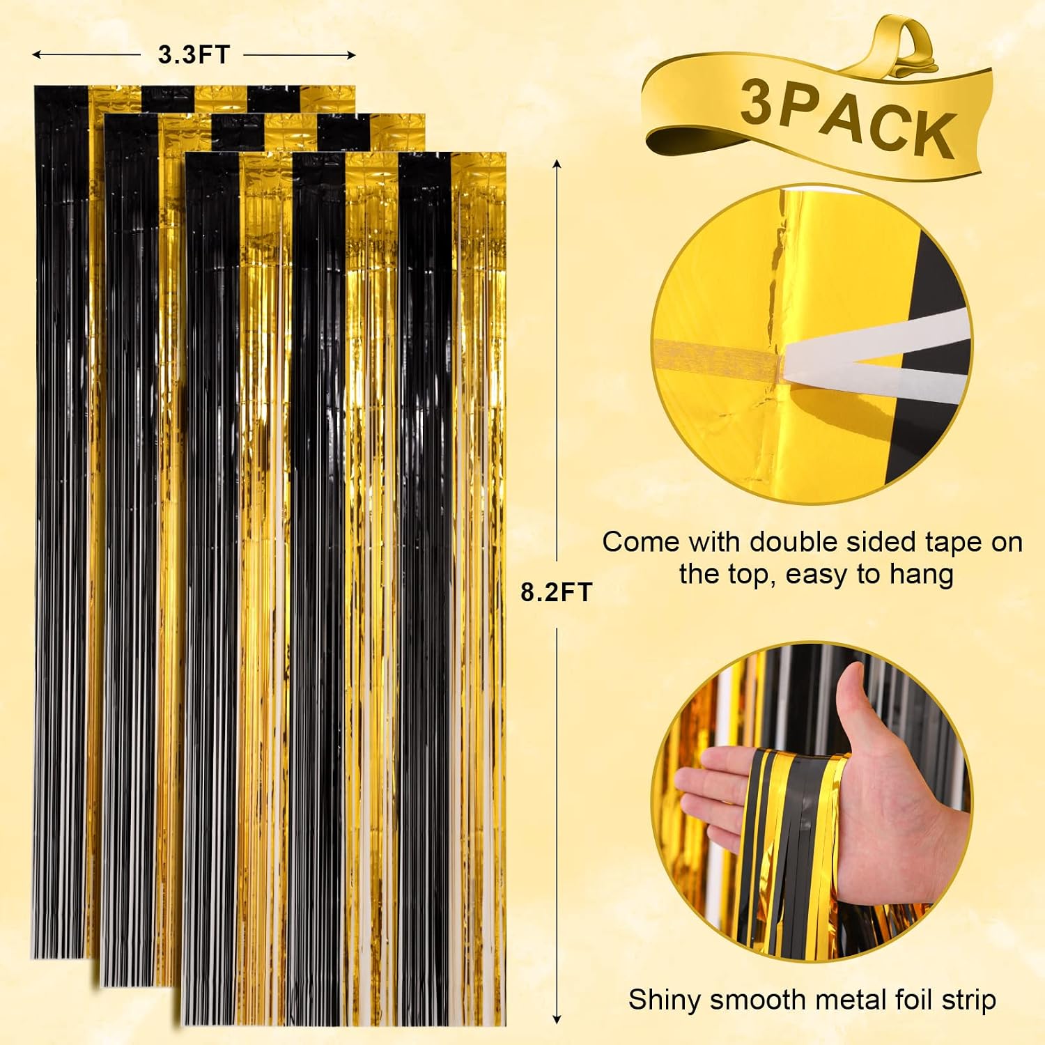 Thumbnail 2 de 3 Pack Voircoloria 3.3x8.2 ft Foil Fringe Backdrop 🎉