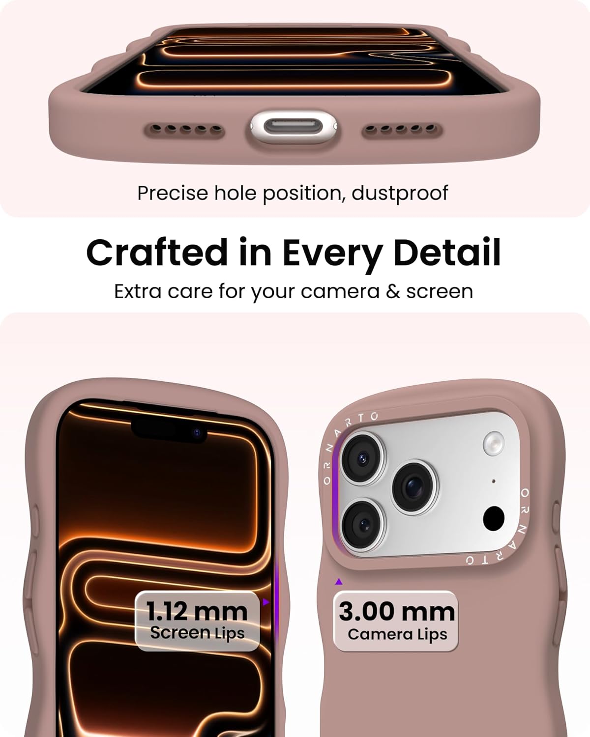 Thumbnail 3 de ORNARTO Compatible with iPhone 17 Pro 6.3-inch Case with MagSafe & Shockproof Silicone Wavy Edge