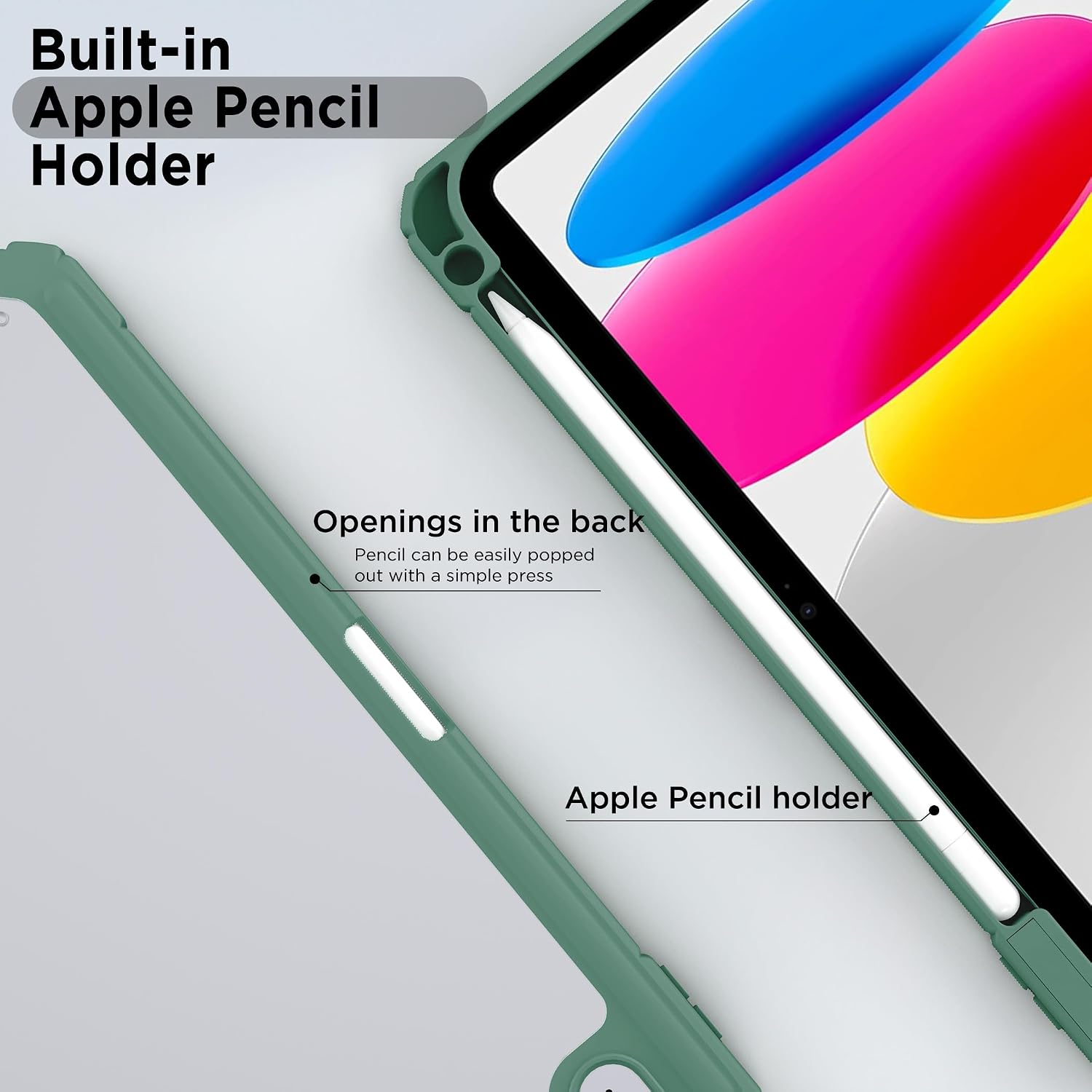 Thumbnail 4 de CACOE Cover compatibile con iPad A16 11a Generazione | Custodia trasparente verde con supporto e porta-penne