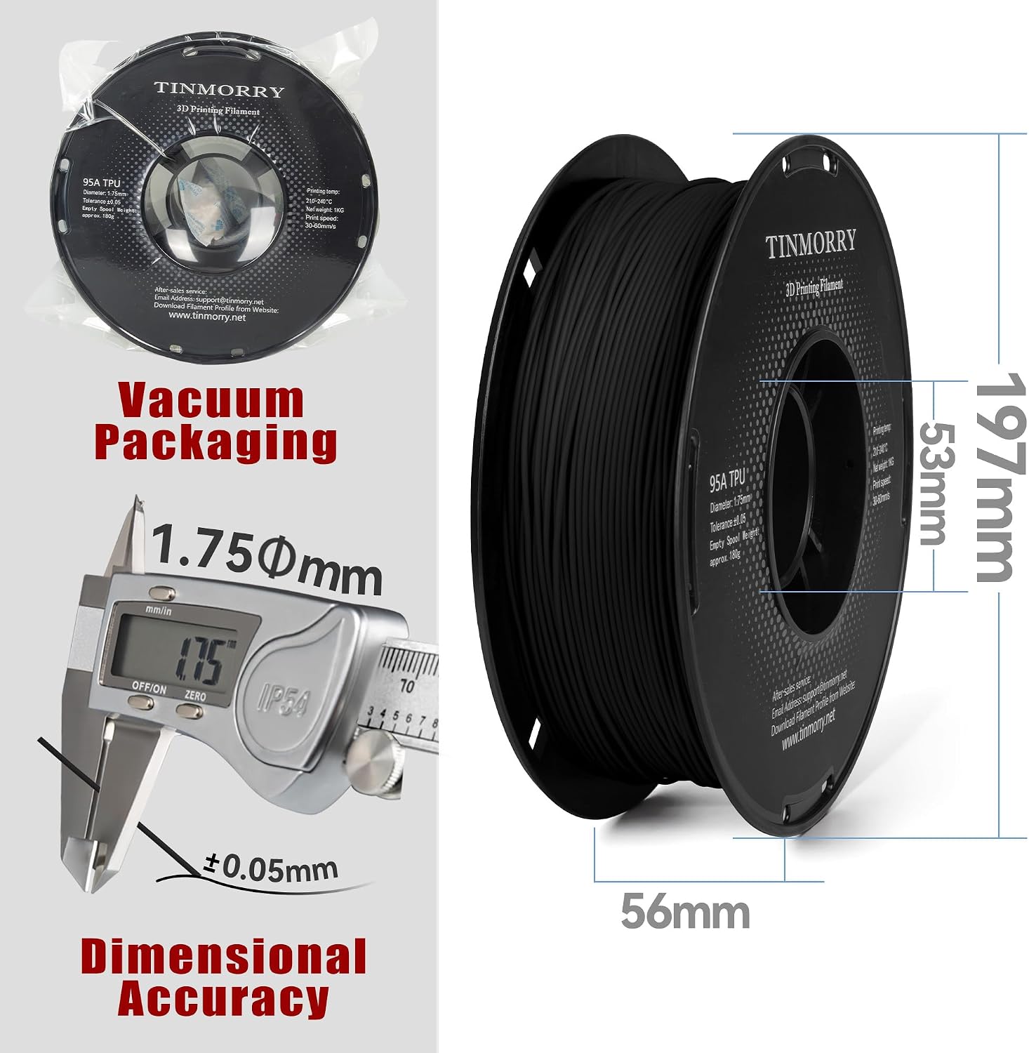 Thumbnail 6 de TINMORRY TPU Filament 1.75 mm 95A Schwarz
