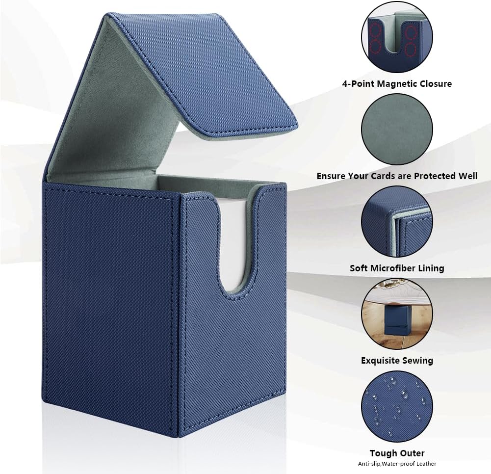 Thumbnail 2 de Aolso Deck Box Magnetic Flip – Scatola porta carte da collezione 100 carte (Grigio/Blu)