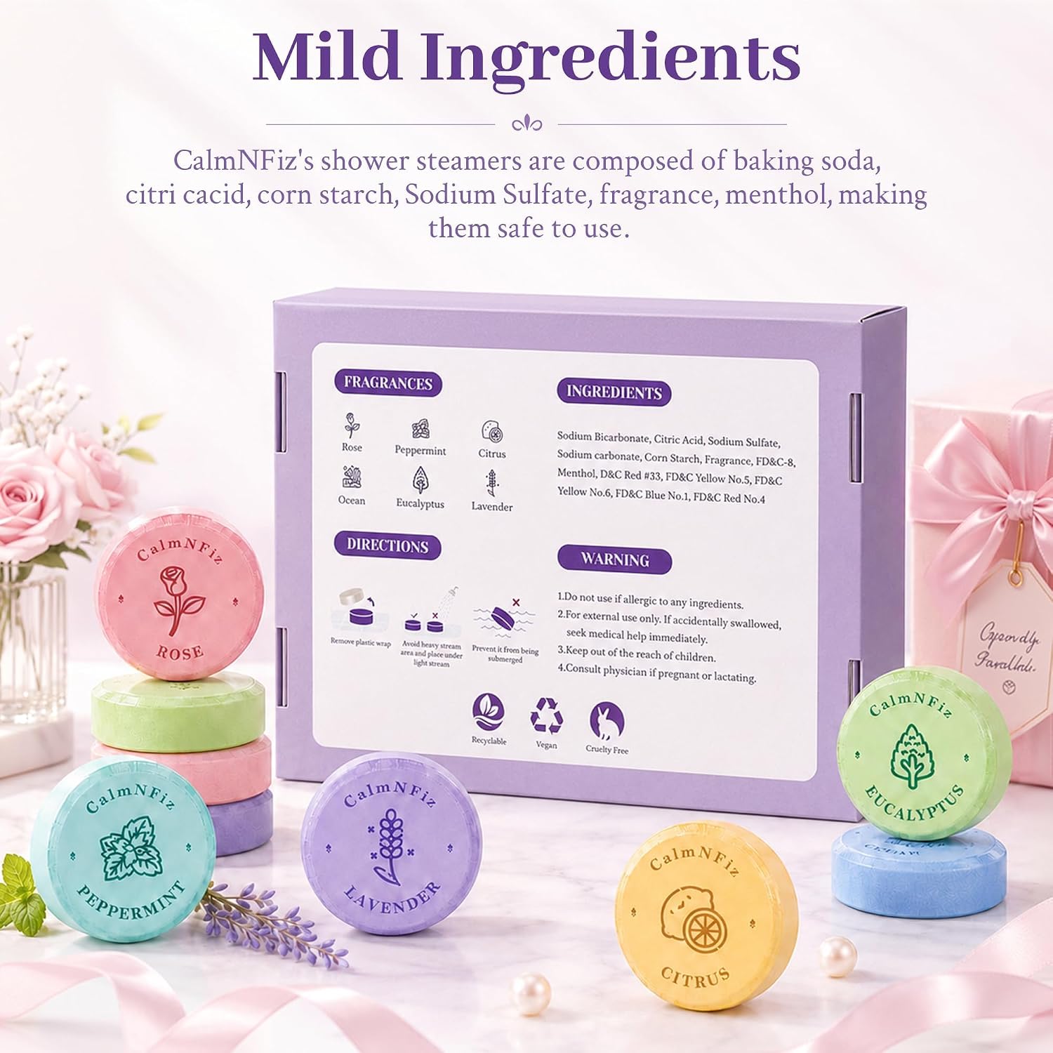 Detalle 2 de CalmNFiz Shower Steamers, 24-Piece Set