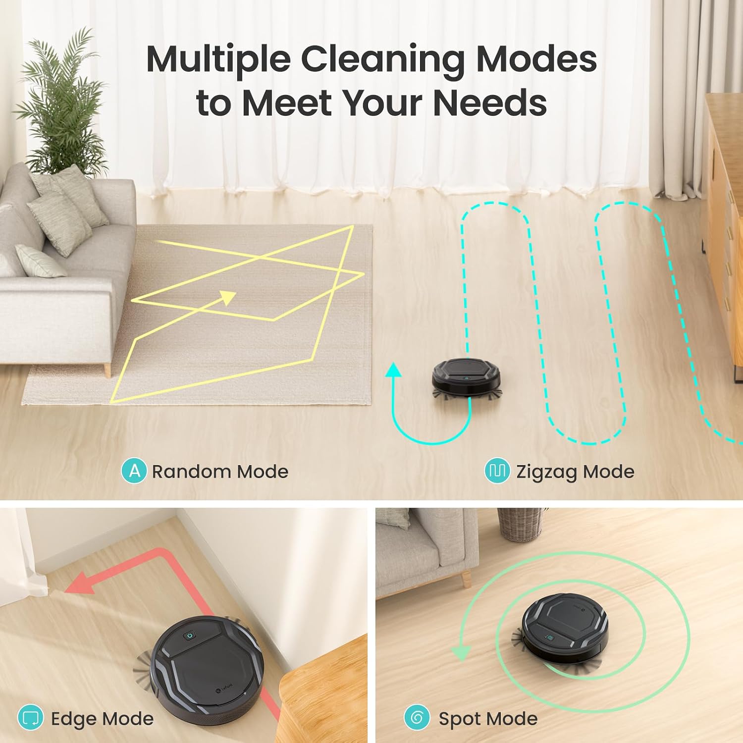 Detalle de Lefant M210P robot vacuum cleaner with Alexa voice control, slim 7.8cm design for pets