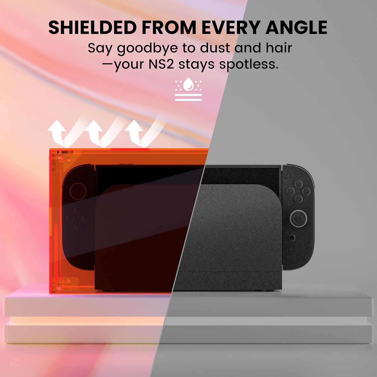 Thumbnail 2 de Clear Orange PlayVital acrylic dustproof cover for Nintendo Switch 2 dock mode