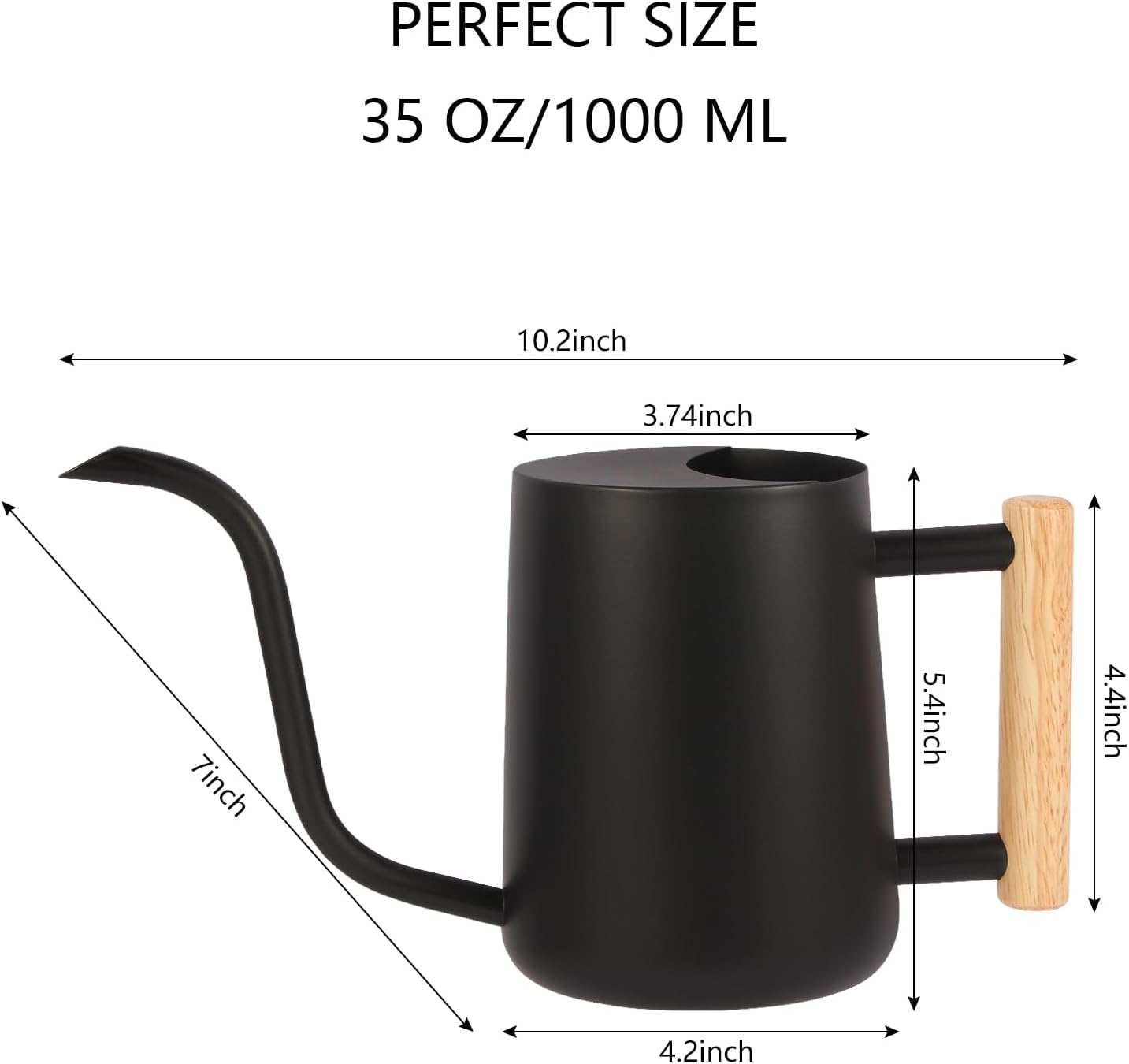 Thumbnail 6 de GUKJOB 35oz small stainless steel watering can with long spout for indoor plants, bonsai and outdoor flowers – Black