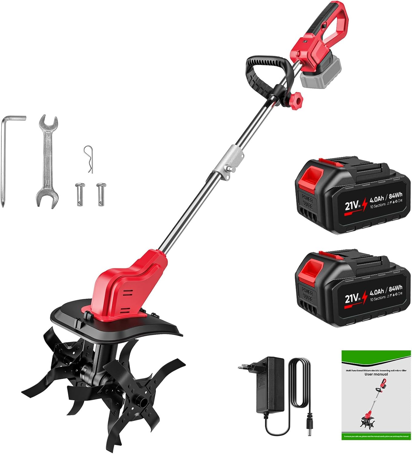Motozappa Elettrica a Batteria con 2x 4000mAh – Lavoro facile in orti e giardini