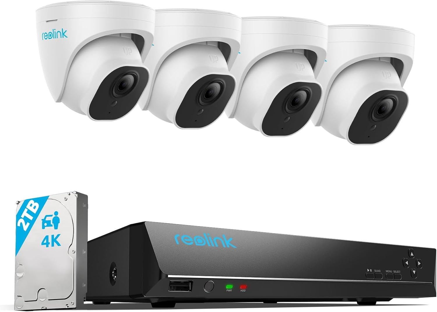 Detalle de Reolink RLK8-800D4 : Kit de vidéosurveillance PoE 4K avec 8CH, NVR 2To et 4 caméras IP 8MP