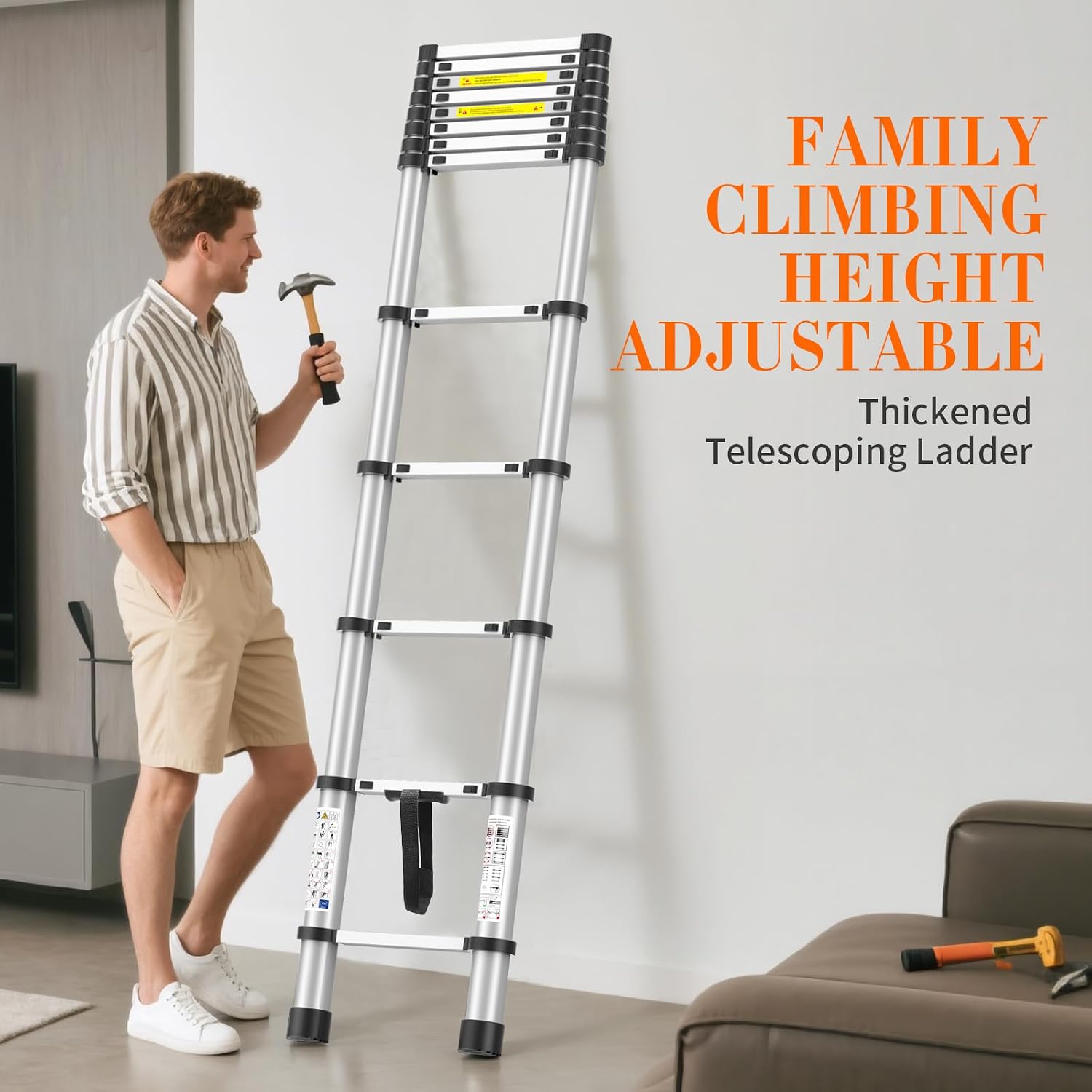 Thumbnail 2 de POONO 16.5FT heavy-duty telescoping ladder