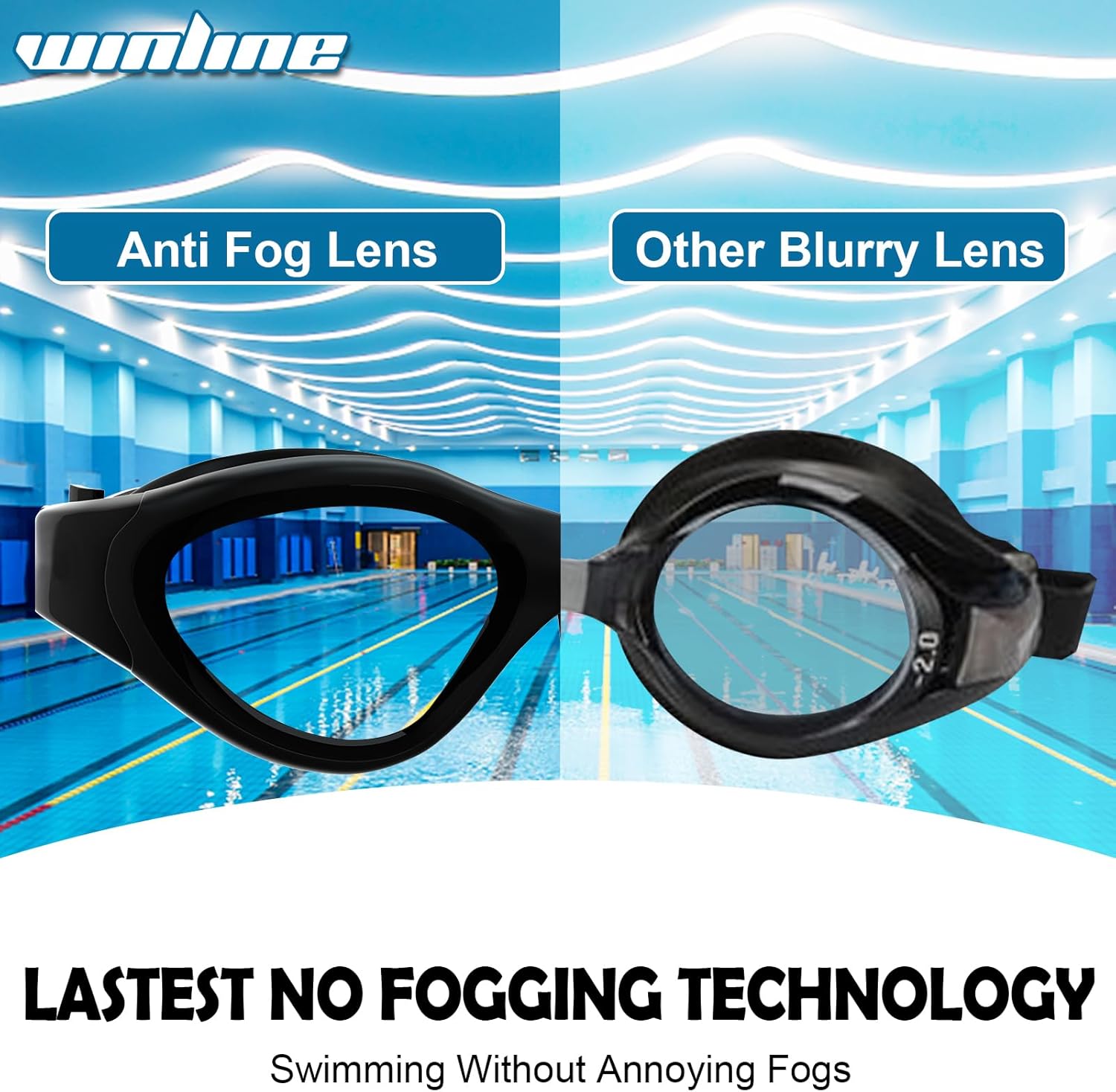 Thumbnail 2 de Winline Adult Swimming Goggles – Open Water anti-fog UV protection with easy adjust strap