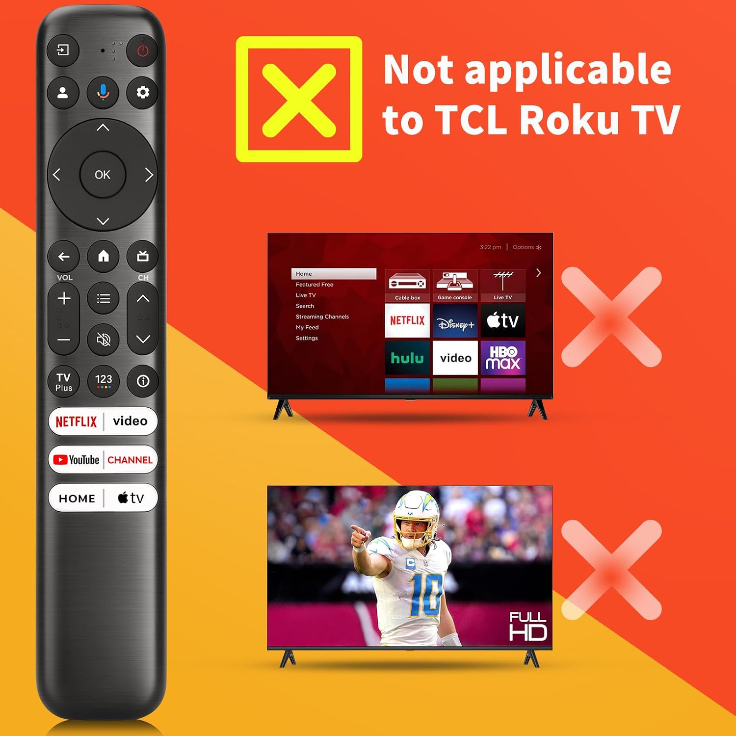 Detalle de Angrox RC813 Replacement Voice Remote for TCL Google TV, 6 App Shortcuts