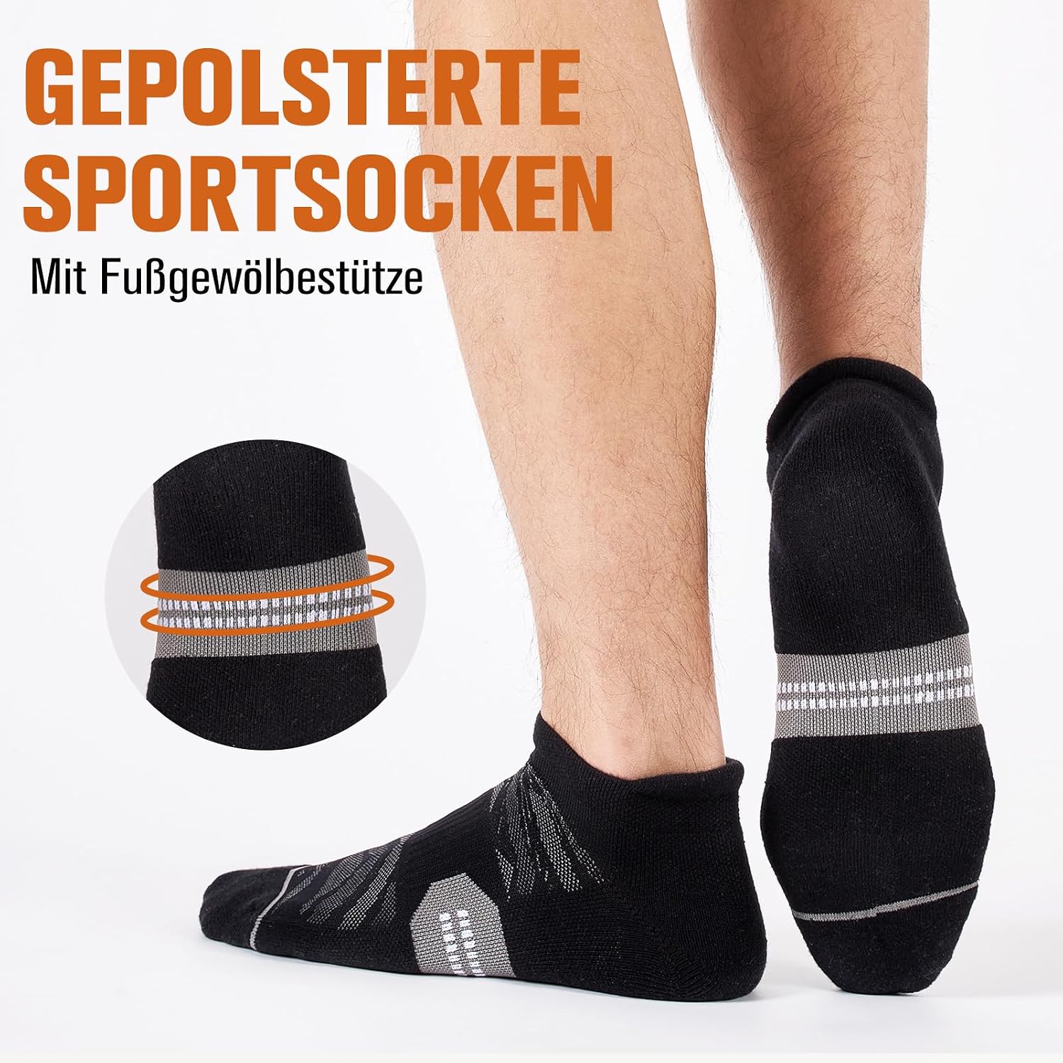 Detalle 2 de Calzini Sportivi Niorasen Uomo Donna unisex traspiranti in cotone, 6 paia bianco e nero