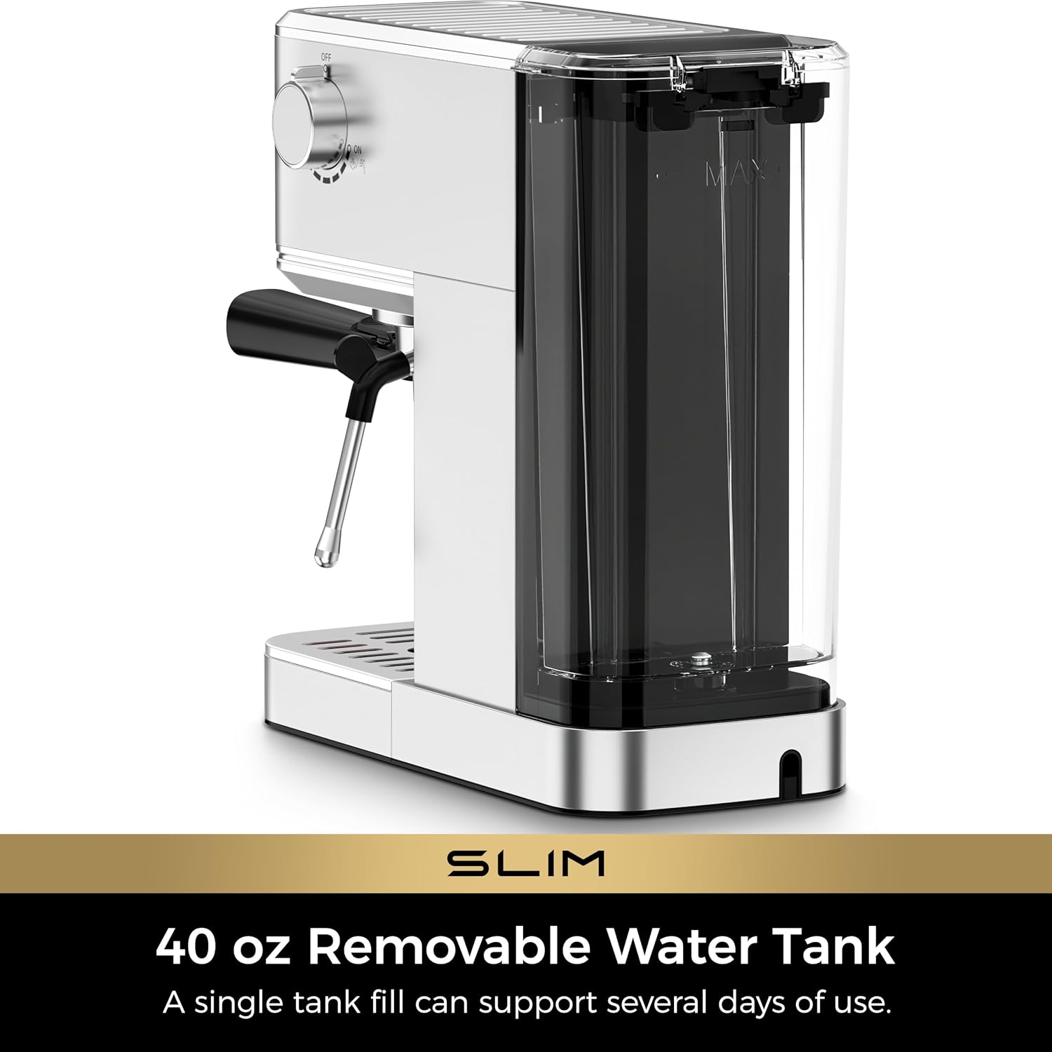 Thumbnail 6 de CHULUX Slim Espresso Machine with Milk Frother (20 Bar) — Stainless Steel, Compact Home Cappuccino & Latte Maker