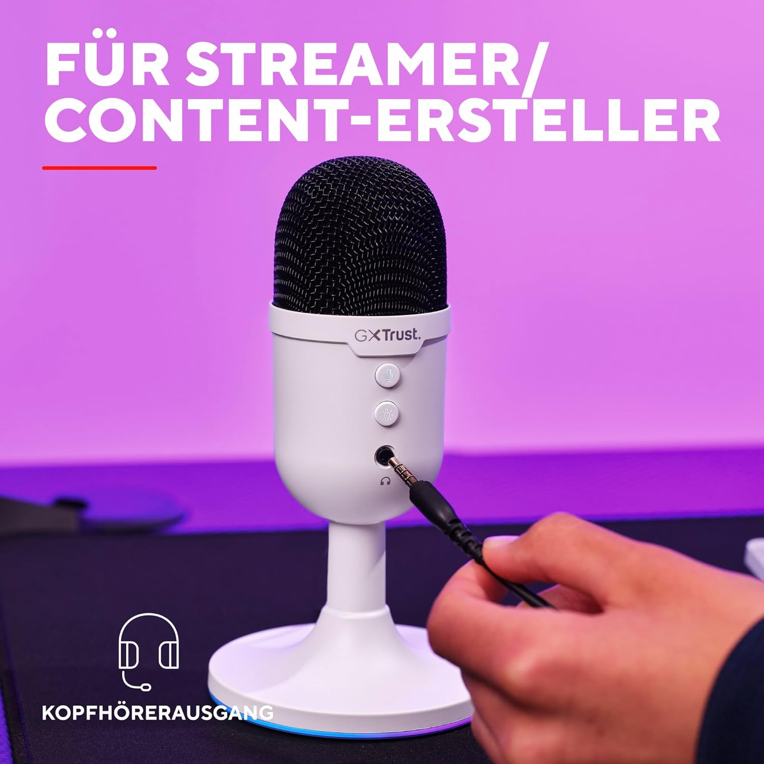 Thumbnail 3 de Trust Gaming GXT 236W Yami USB Streaming Mikrofon (Kondensator, Nierencharakteristik) mit RGB – Weiß