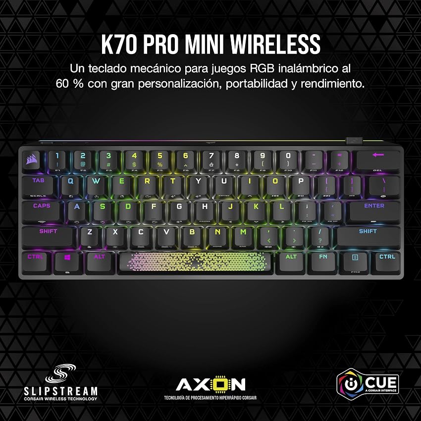 Detalle 2 de Corsair K70 PRO MINI WIRELESS RGB - Teclado Mecánico Gaming