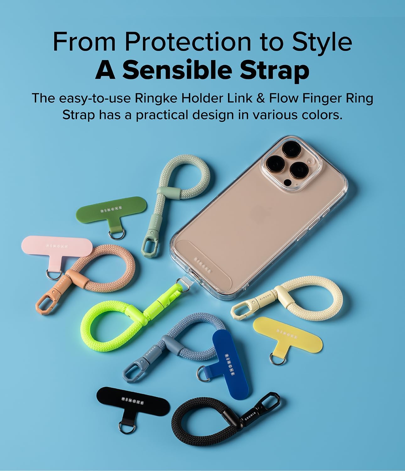 Detalle de Ringke Holder Link Flow Finger Ring Strap with Patch – Butter Yellow