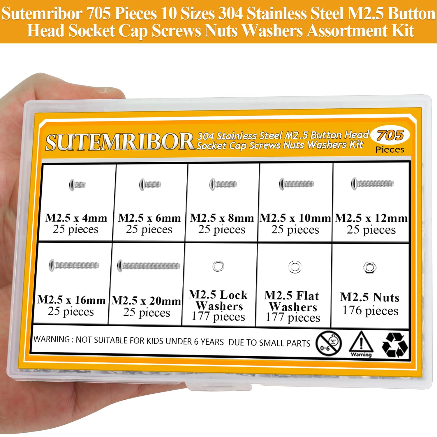 Detalle 1 de Sutemribor Screw Assortment, M2.5