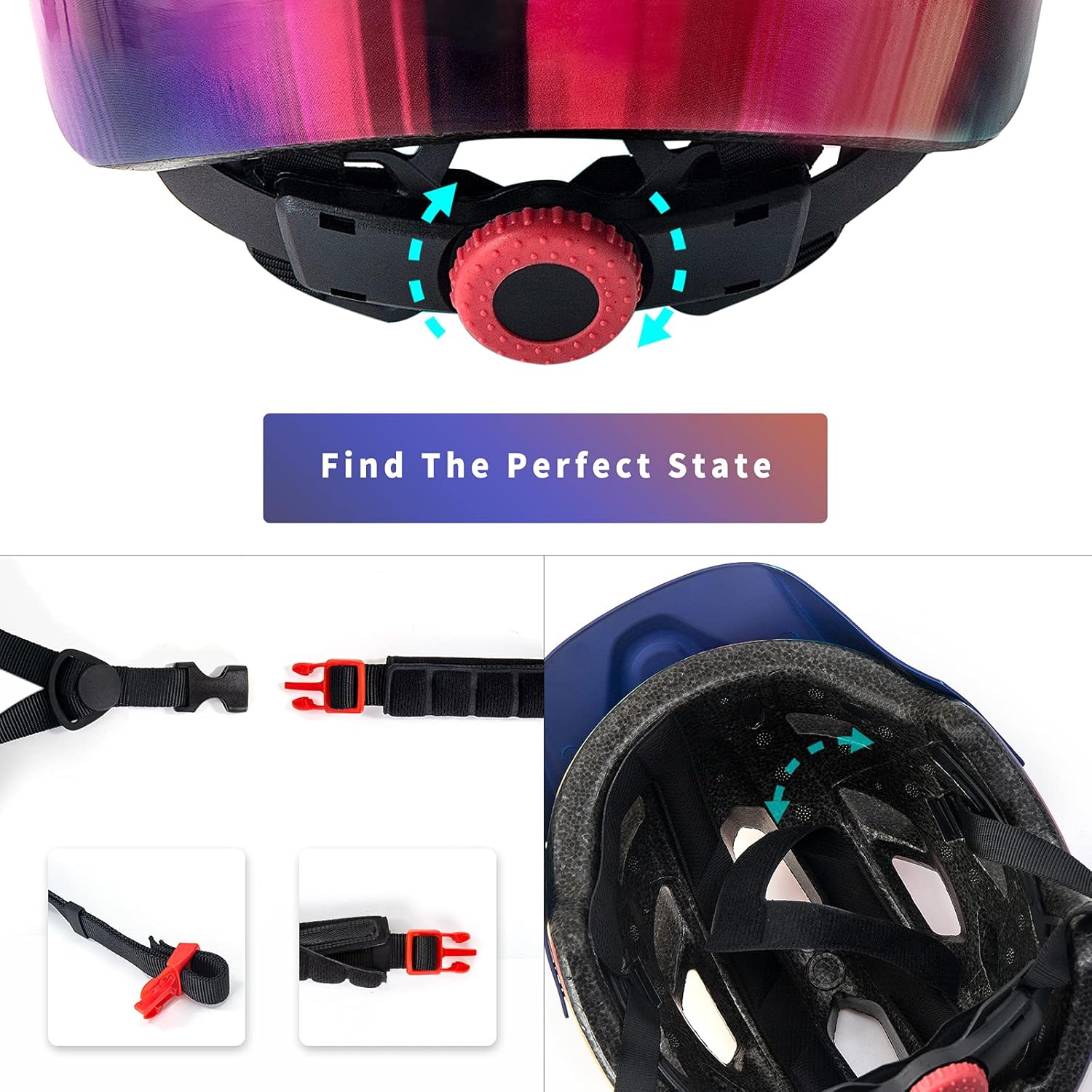 Thumbnail 4 de OnBros Kinder-Fahrradhelm für Mädchen & Jungen (5–13 Jahre) mit abnehmbaren Visier, 50–57 cm