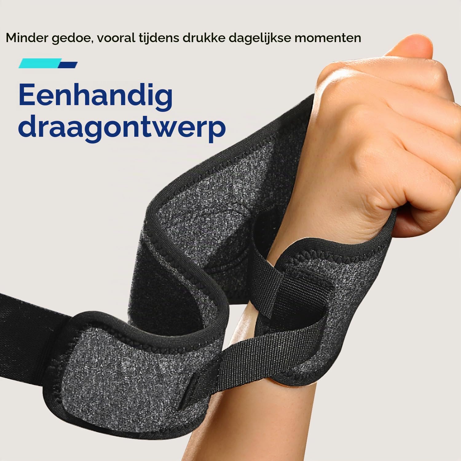 Thumbnail 3 de Fitomo SKPW4 polsbandages met duimopening, verstelbaar en zwart