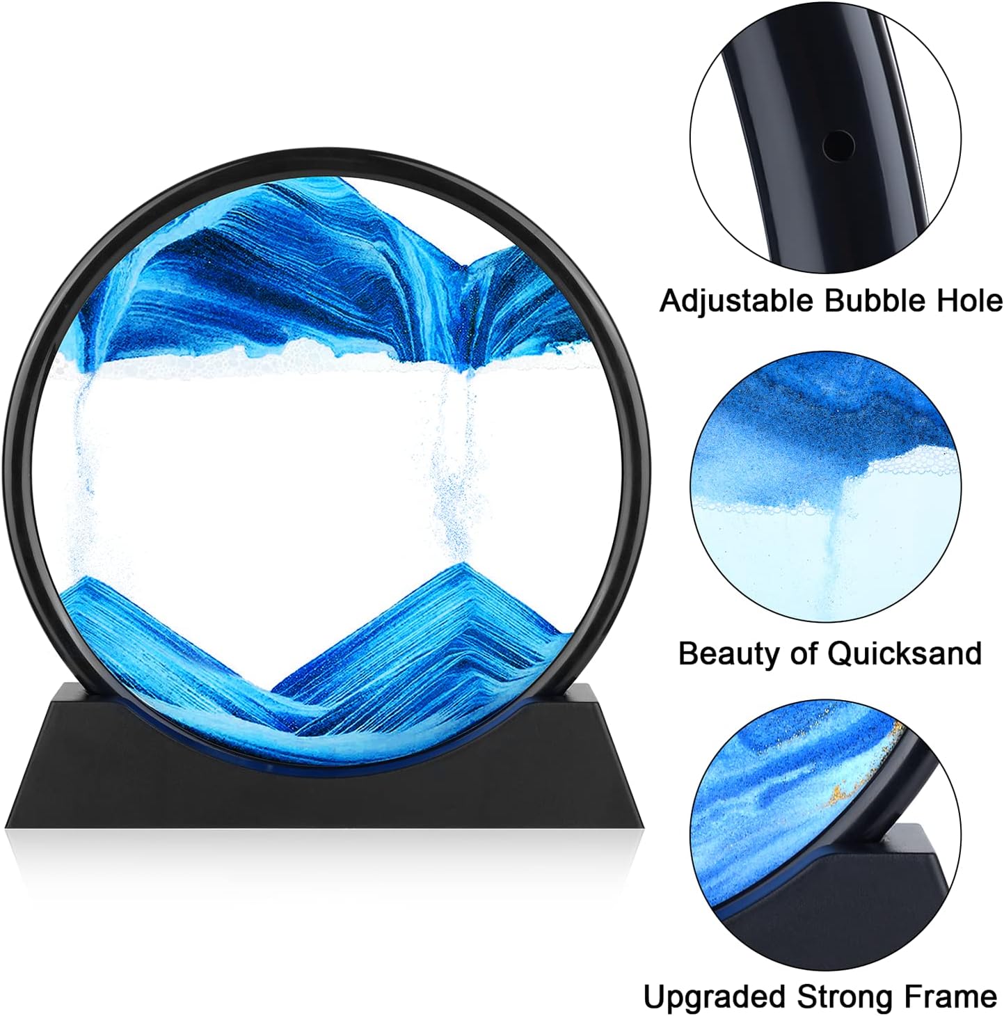 Thumbnail 2 de Herecanli Moving Sand Art Picture - 3D Quicksand Round Glass (Blue, 7 in)