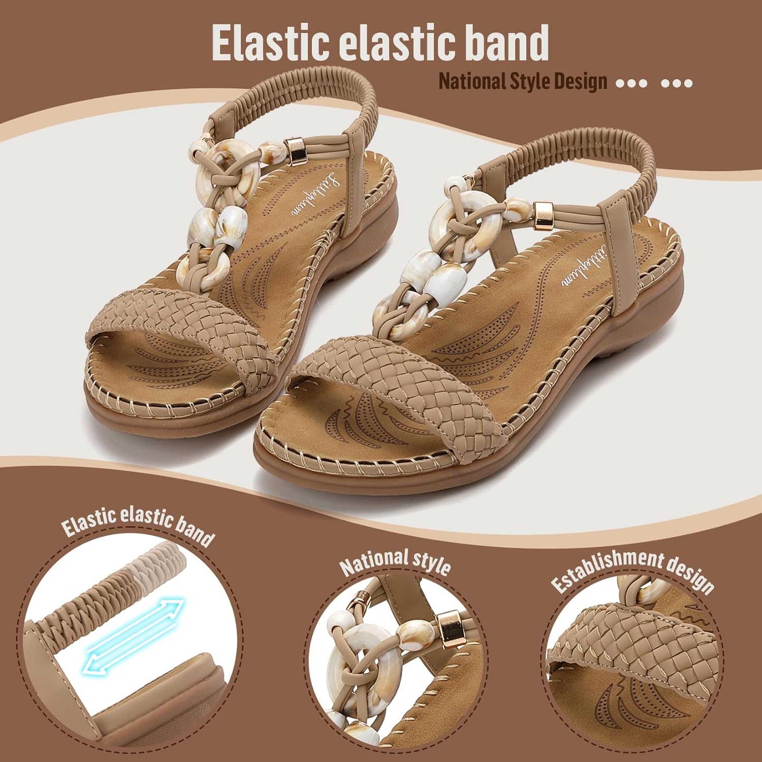 Detalle de Littleplum Damen Sandalen – Sommersandalen, flache Bequem-Sandaletten