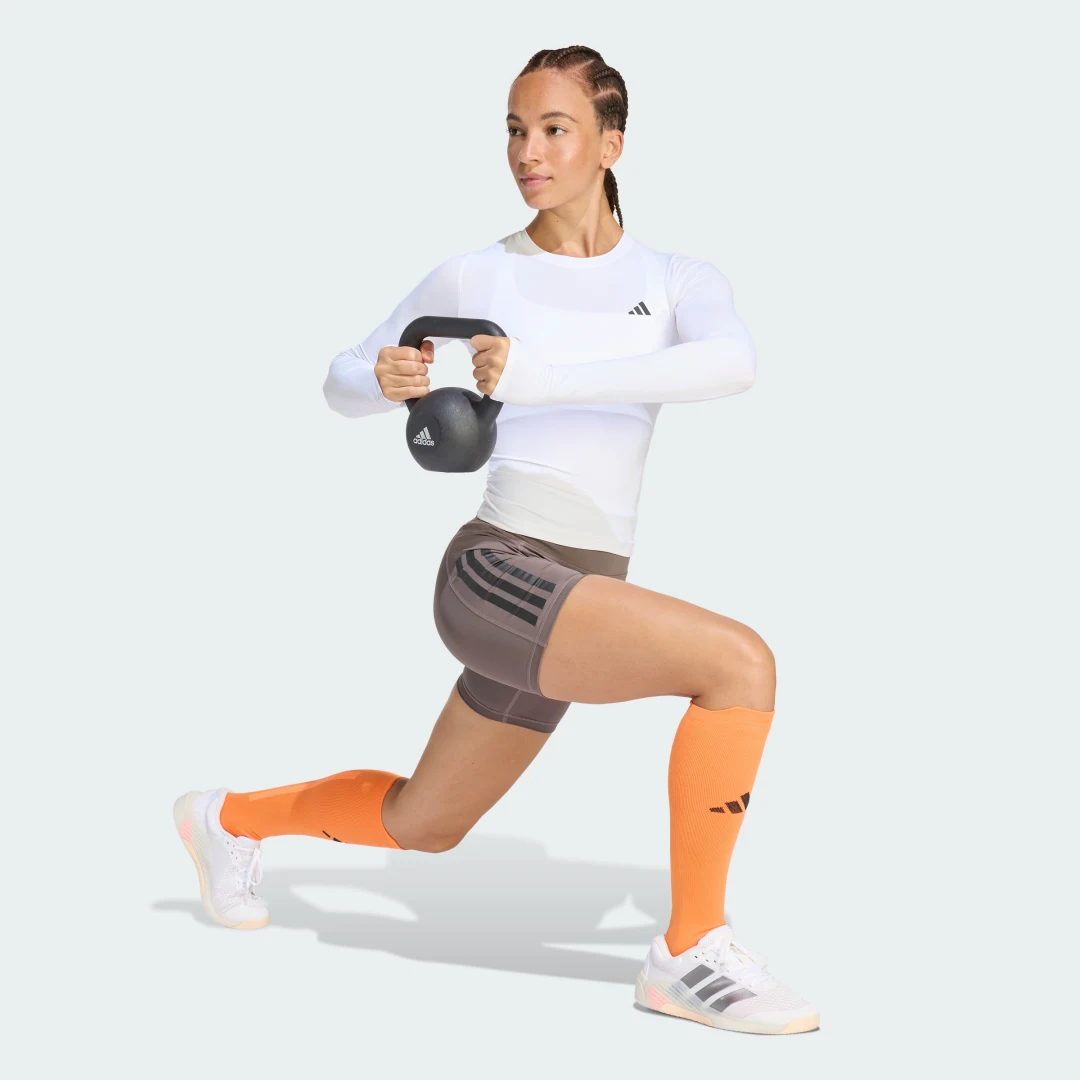 Thumbnail 2 de Mallas cortas de entrenamiento Optime 3 Stripes de Adidas – Marrón