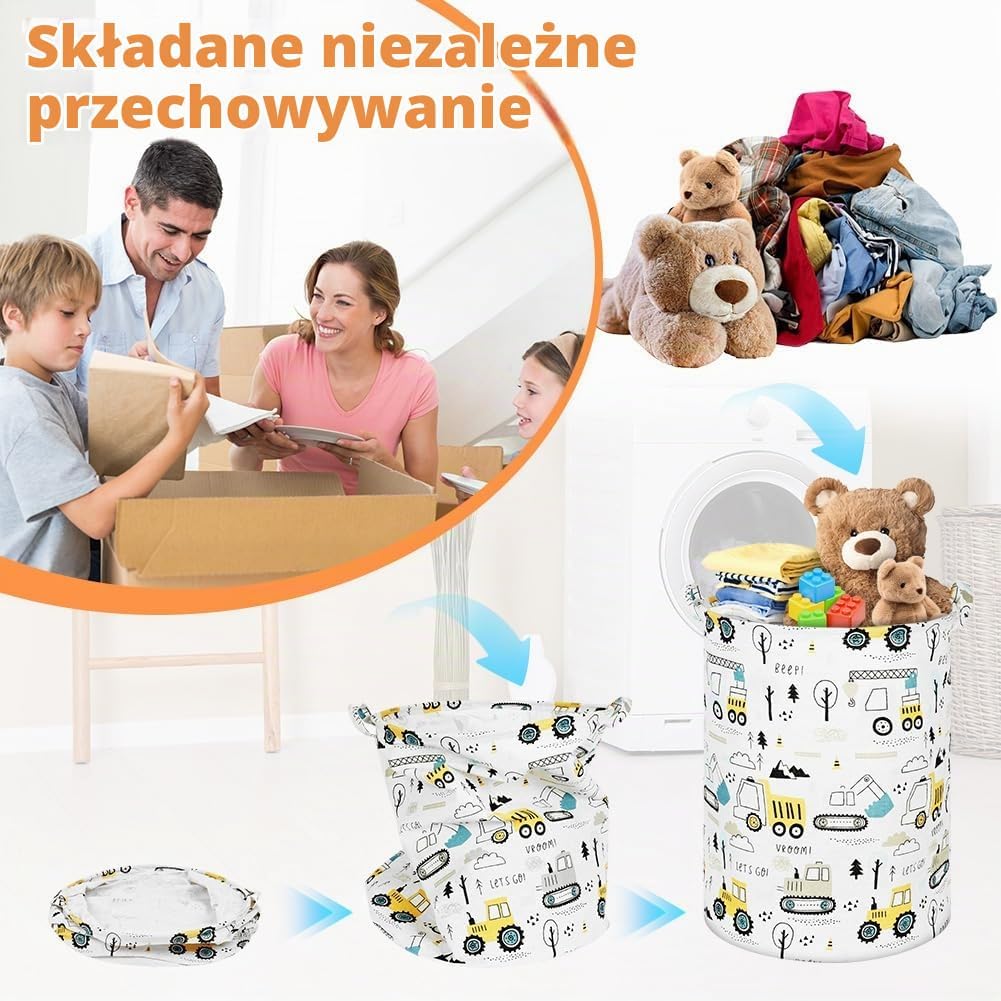 Detalle 1 de AUAUY 5755145 składany kosz na pranie 40 × 50 cm, pojazd budowlany
