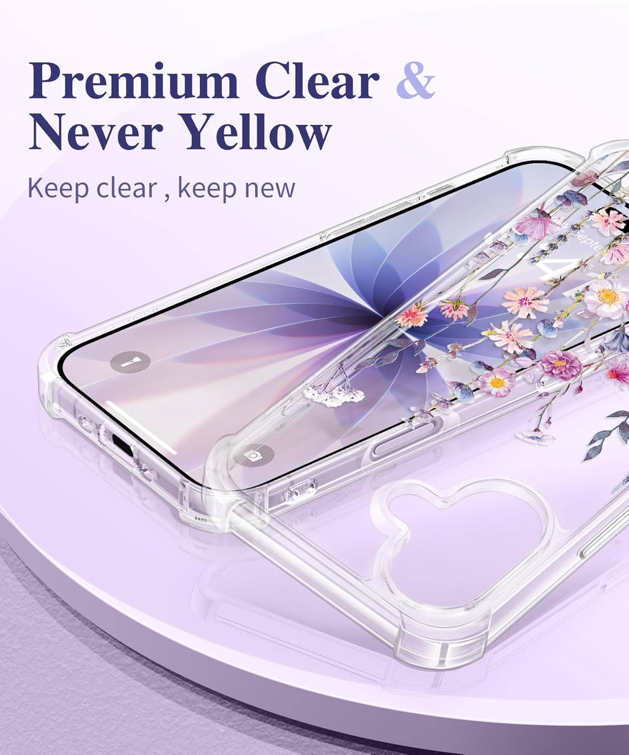 Thumbnail 2 de GVIEWIN iPhone 17 Case (6.3) with Screen Protector + Camera Lens Protector, Clear Floral Slim Shockproof Hard PC Back