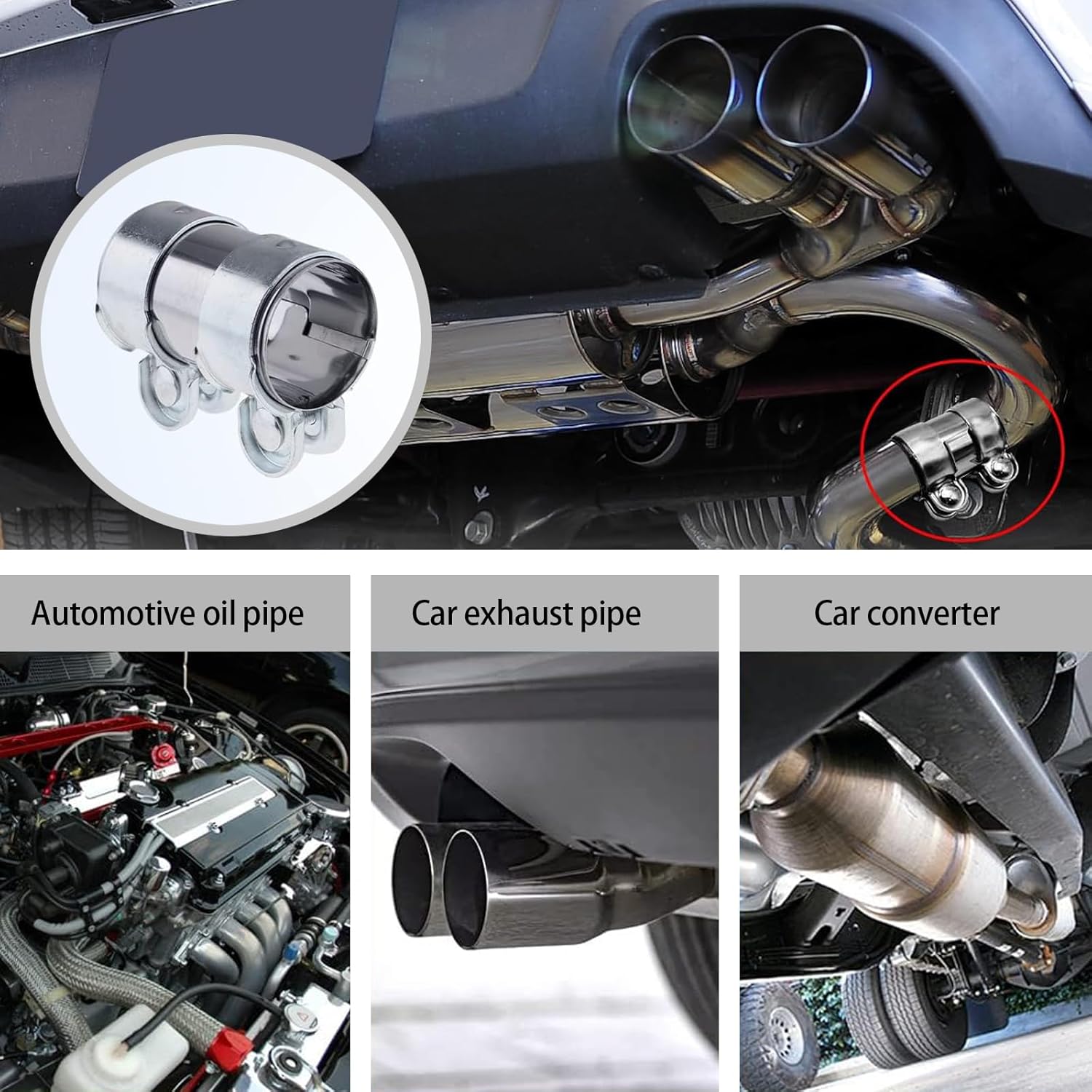 Thumbnail 3 de Exhaust Clamp 55 mm x 95 mm stainless steel exhaust special clamp (2 clamps)