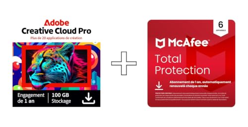 Detalle de Adobe Creative Cloud Pro & McAfee Total Protection 2026, 6 appareils, 12 mois
