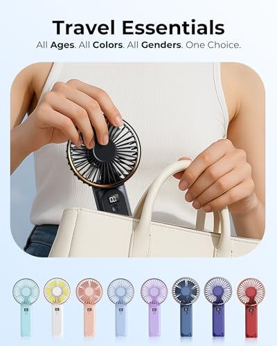 Detalle de TUNISE Handheld Fan Rechargeable: Portable 4000mAh Fan with LED Display and 6 Speeds