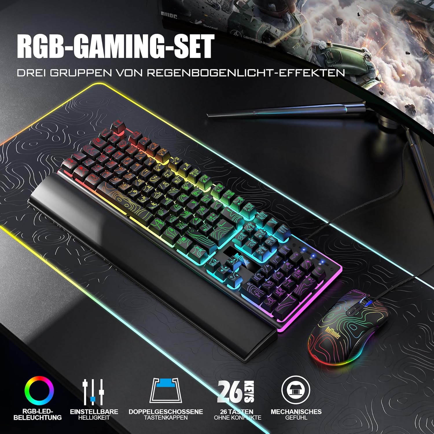 Thumbnail 1 de RedThunder K10 Gaming Tastatur und Maus Set 7200 DPI