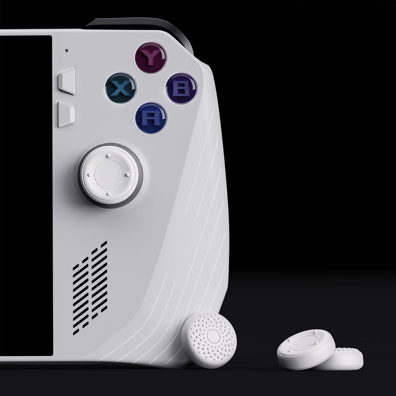 Detalle de PlayVital White Thumbsticks Grips Caps for ROG Ally – Raised Dots & Studded Design
