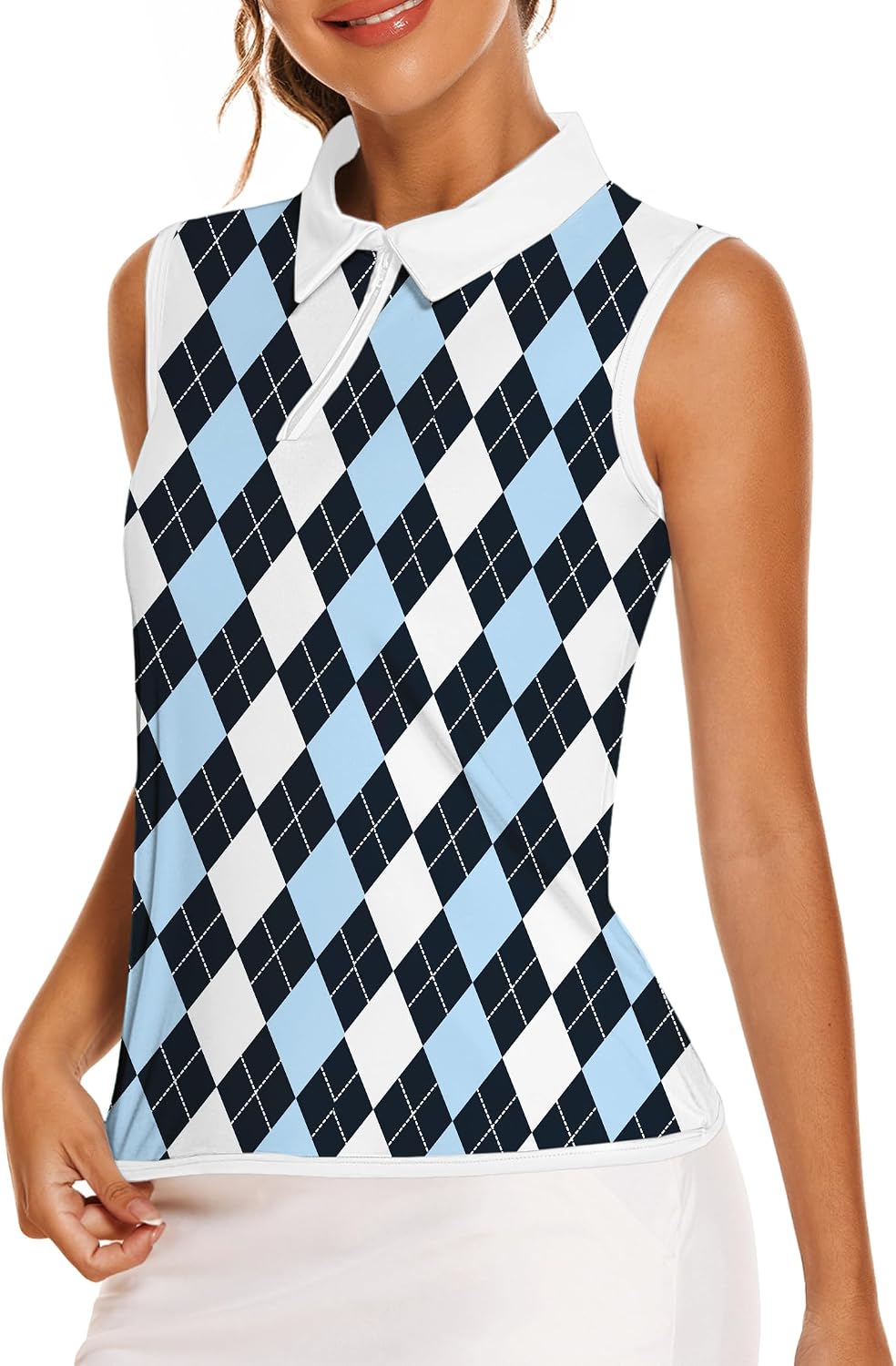 Thumbnail 6 de COOrun Women's Sleeveless Golf Polo with Zip Front and Stand-Up Collar