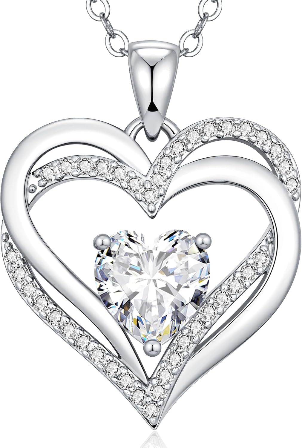 Detalle de CDE Kette Damen Herzkette 925 Sterling Silber mit Geburtsstein – Herz Anhänger, wechselbare Kette