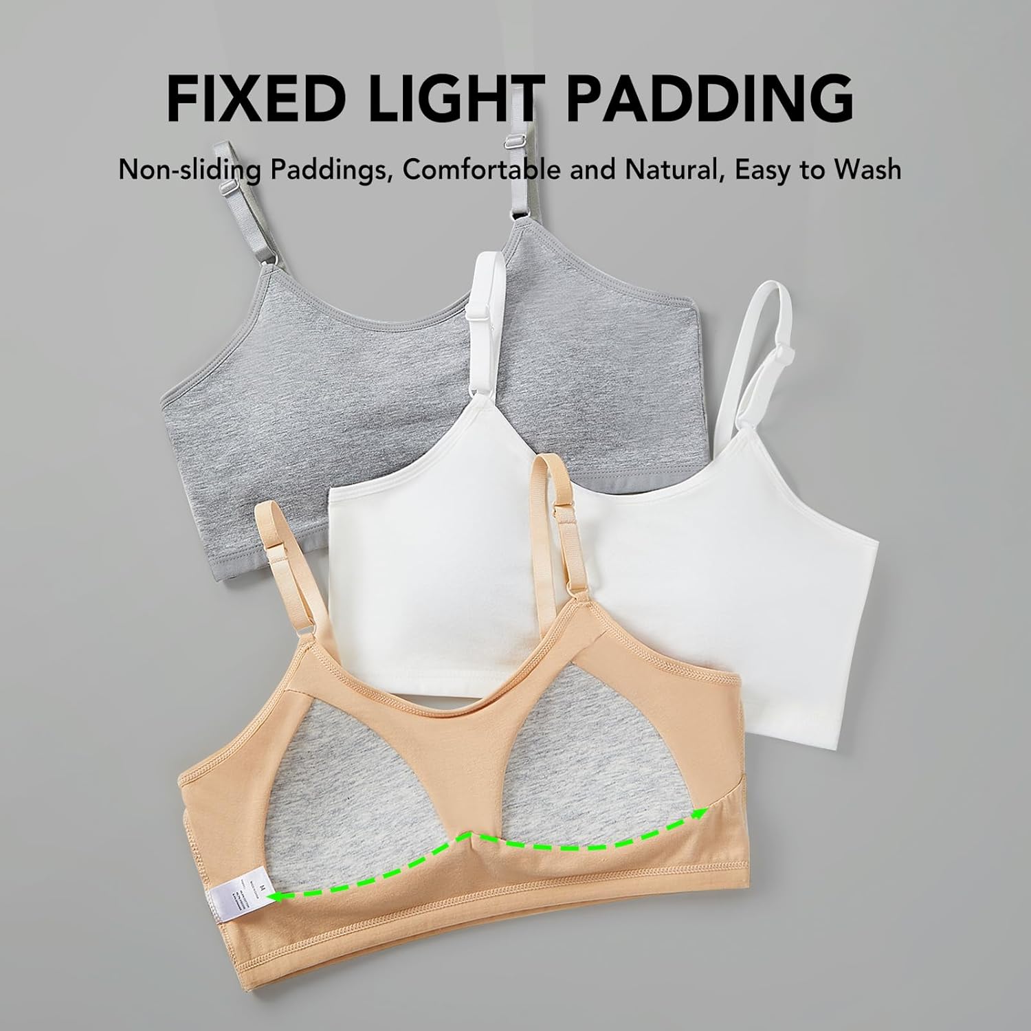 Thumbnail 4 de SALIA GIRL Soutien-gorge camisole de sport en coton pour adolescentes (tailles 10 à 16) à bretelles réglables
