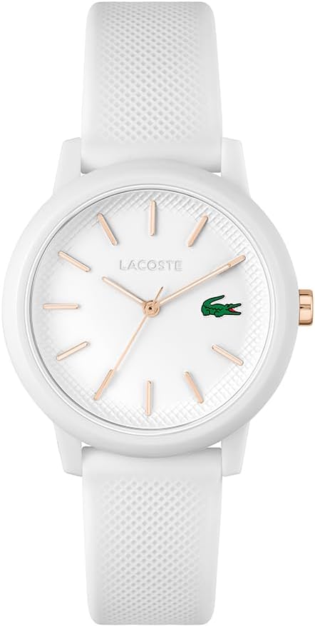Detalle de Lacoste Analoguhr Quarz mit Petit Piqué Silikonarmband – Unisex Kollektion 12.12