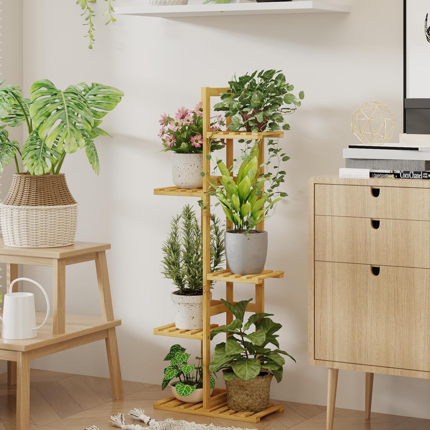 Thumbnail 1 de Bamworld 5-Tier Bamboo Corner Plant Stand for Indoor Use