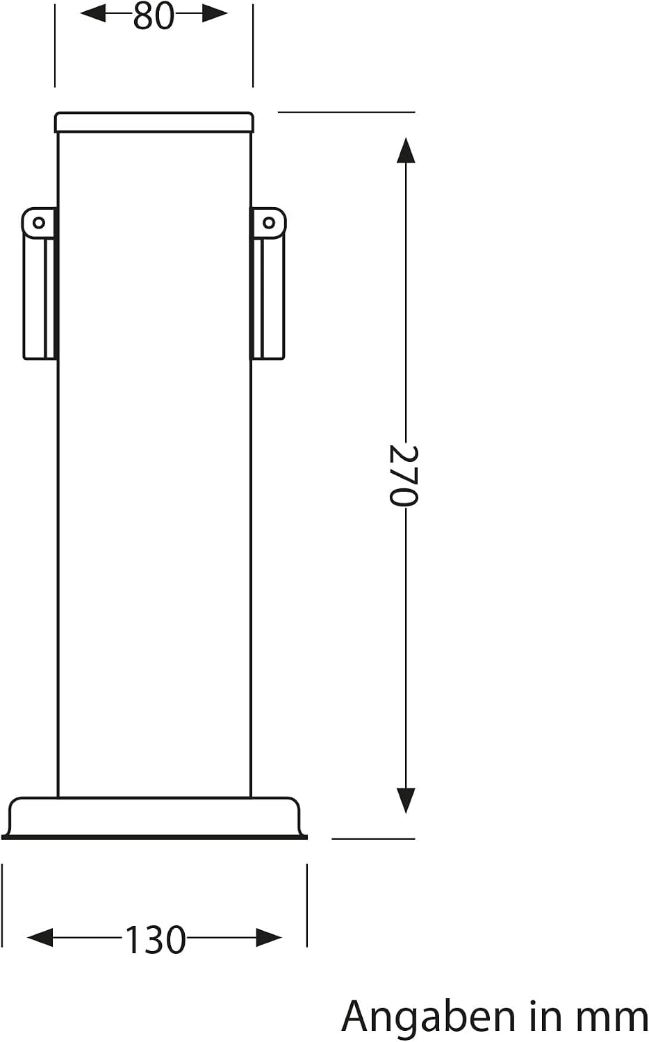 Detalle de Garten-Steckdosensäule Polly von ledscom.de (IP44, 2-fach) aus Edelstahl, anthrazit, eckig, 27 cm