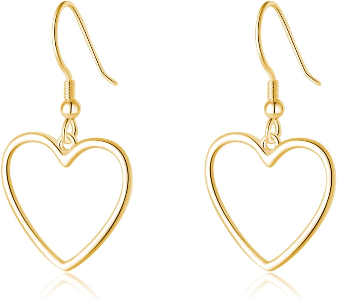 Thumbnail 6 de SLUYNZ Solid 925 Sterling Silver Hollow Heart Drop Earrings