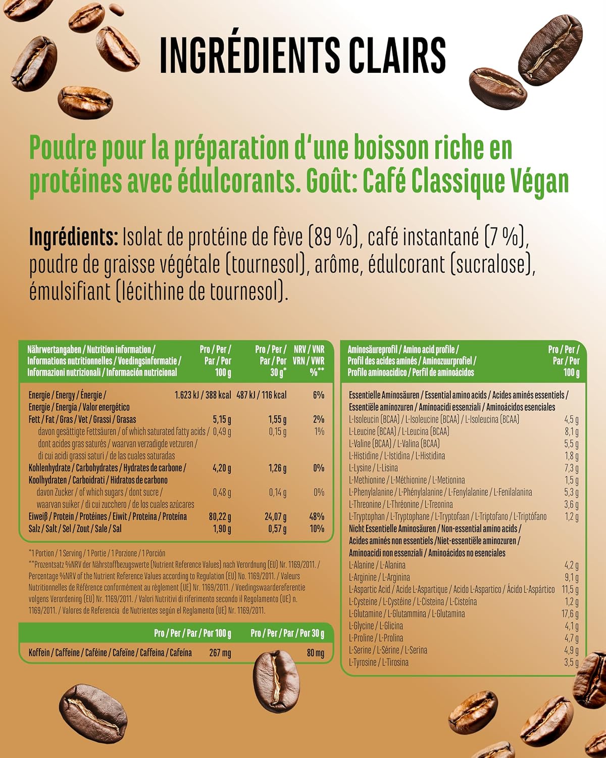 Detalle 2 de Barista Protein Coffee “Classic vegan” : café protéiné végétal crémeux avec 24 g de protéines par portion