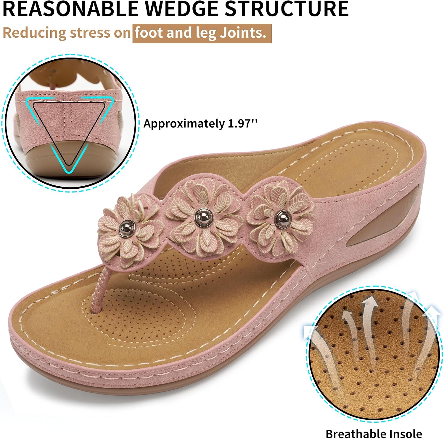 Detalle 2 de FUDYNMALC Women's Wedge Sandals, 1.97-Inch