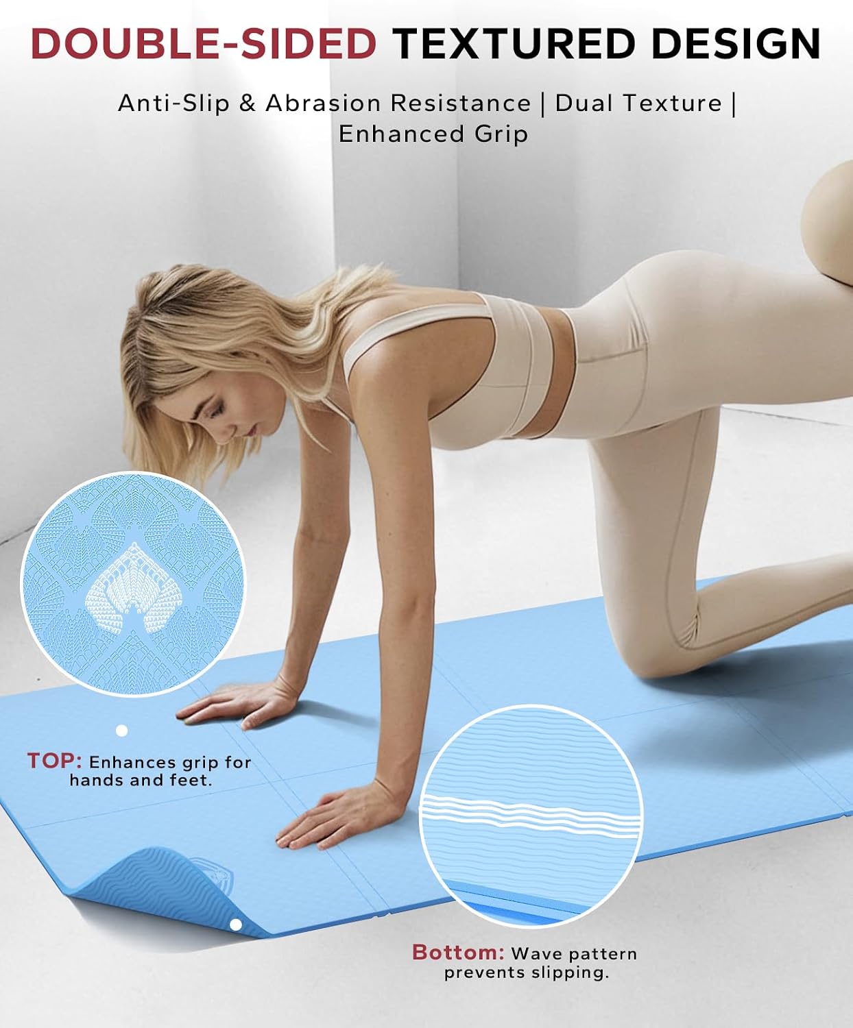Thumbnail 2 de HAPBEAR HB-YM11 Foldable Yoga Mat, 6mm TPE, Dual-Sided Non-Slip Grip