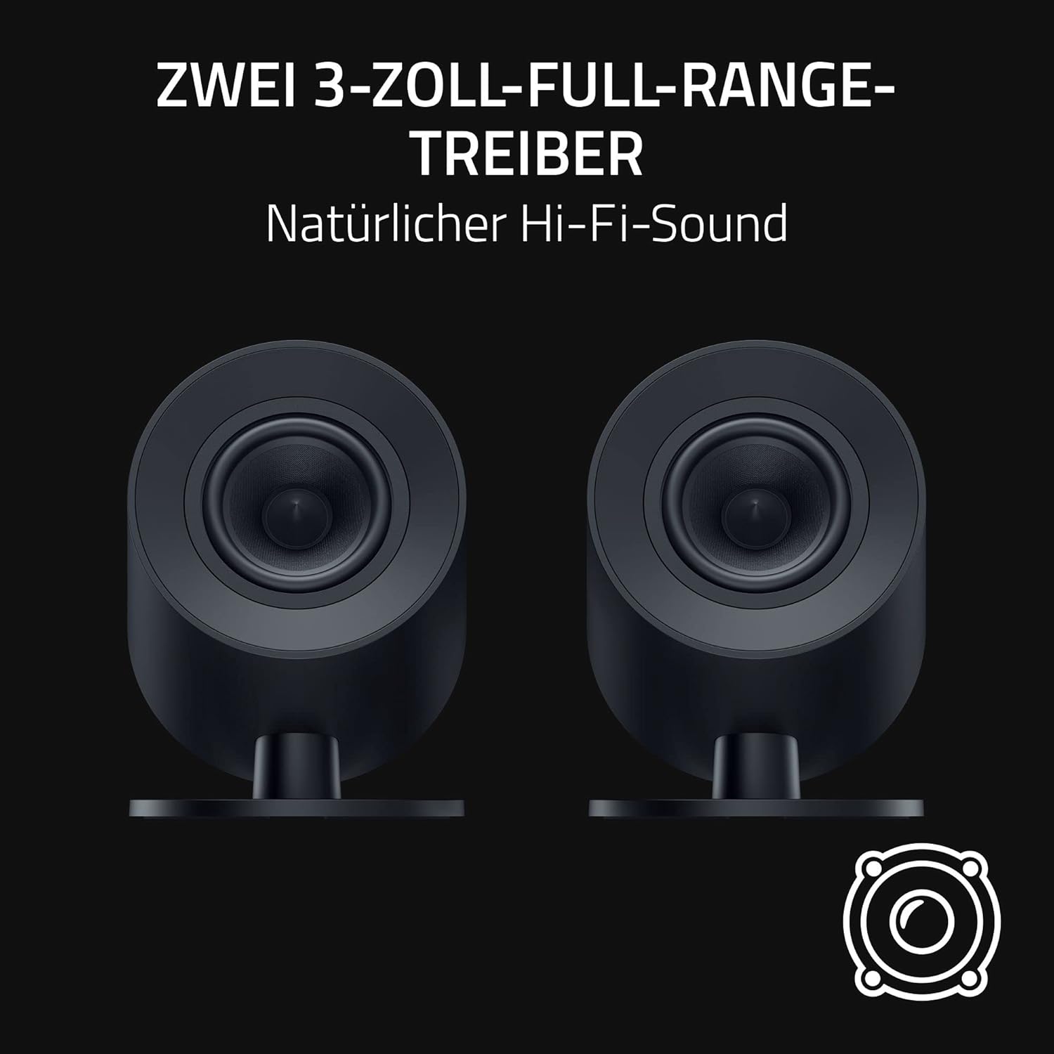 Thumbnail 2 de Razer Nommo V2 X Gaming-Lautsprecher (2.0) mit THX Spatial Audio und 3-Zoll-Full-Range-Treibern – Schwarz