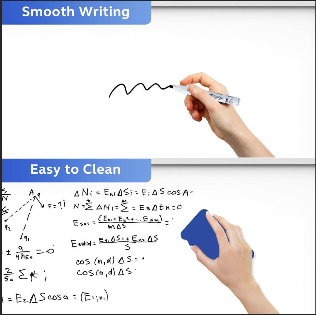 Detalle de WOREEY 48x32 Rolling Whiteboard, Double-Sided Magnetic, Height Adjustable