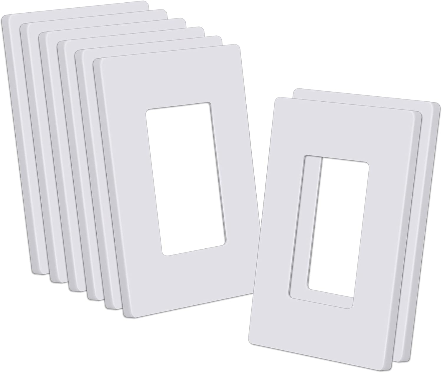 Detalle de CML Hardware CSPS-G1-8 Screwless Decorator Wall Plates, Gloss White, 8-Pack