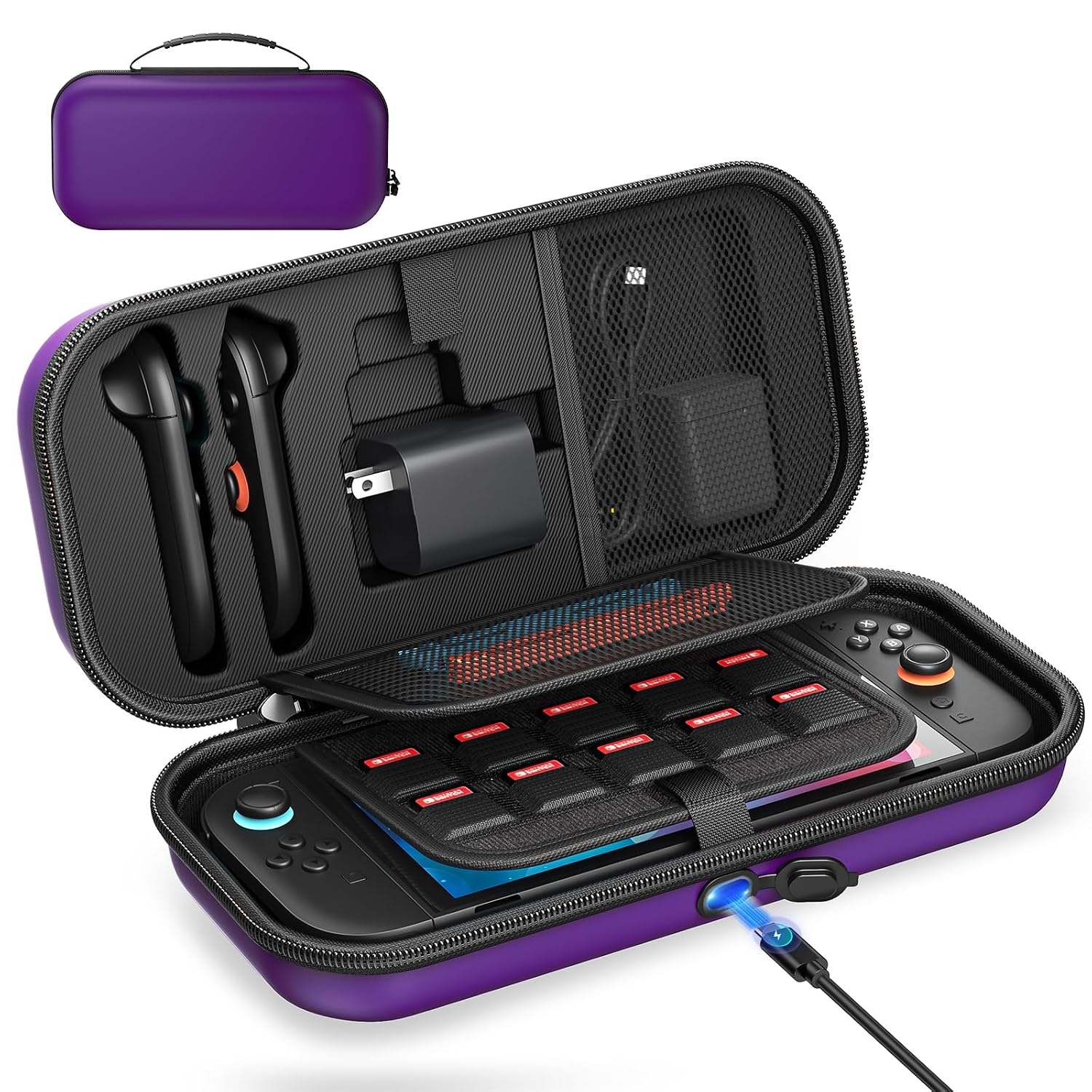 Thumbnail 6 de Ladung Innen Tasche für Nintendo Switch 2/OLED/Original – Große Harte Tasche mit 22 Kartenfächern, Blau